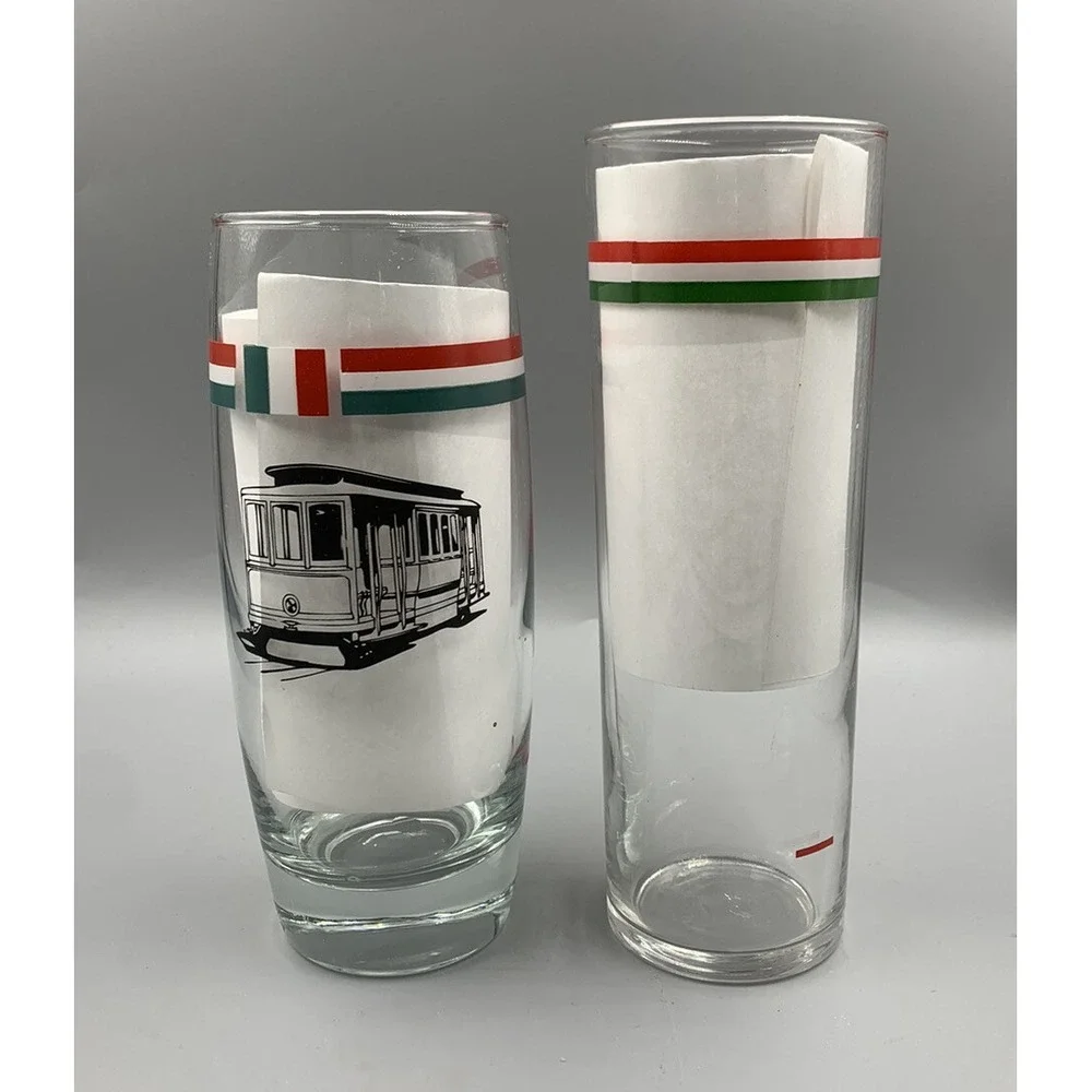 Two (2) Vintage The Old Spaghetti‎ Factory Drinking Glasses Italian Restaurant